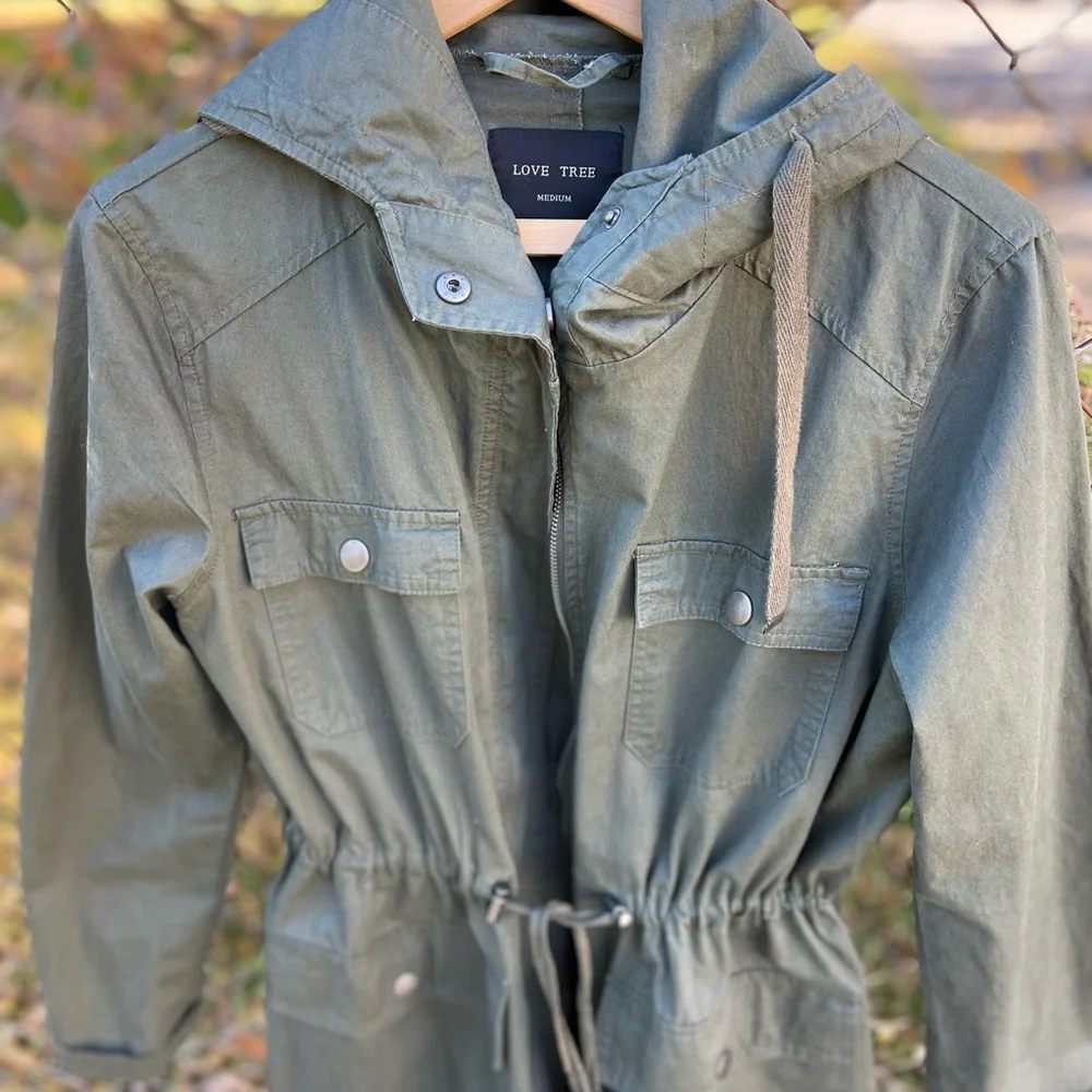 LOVE TREE OLIVE GREEN UTILITY JACKET SZ M - Picture 10 of 15